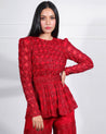 Red All-Over Embroidered Kurta and Sharara Set | Ritika Mirchandani