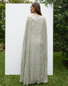 Dusty Gray Kaftan with gold foil leaves