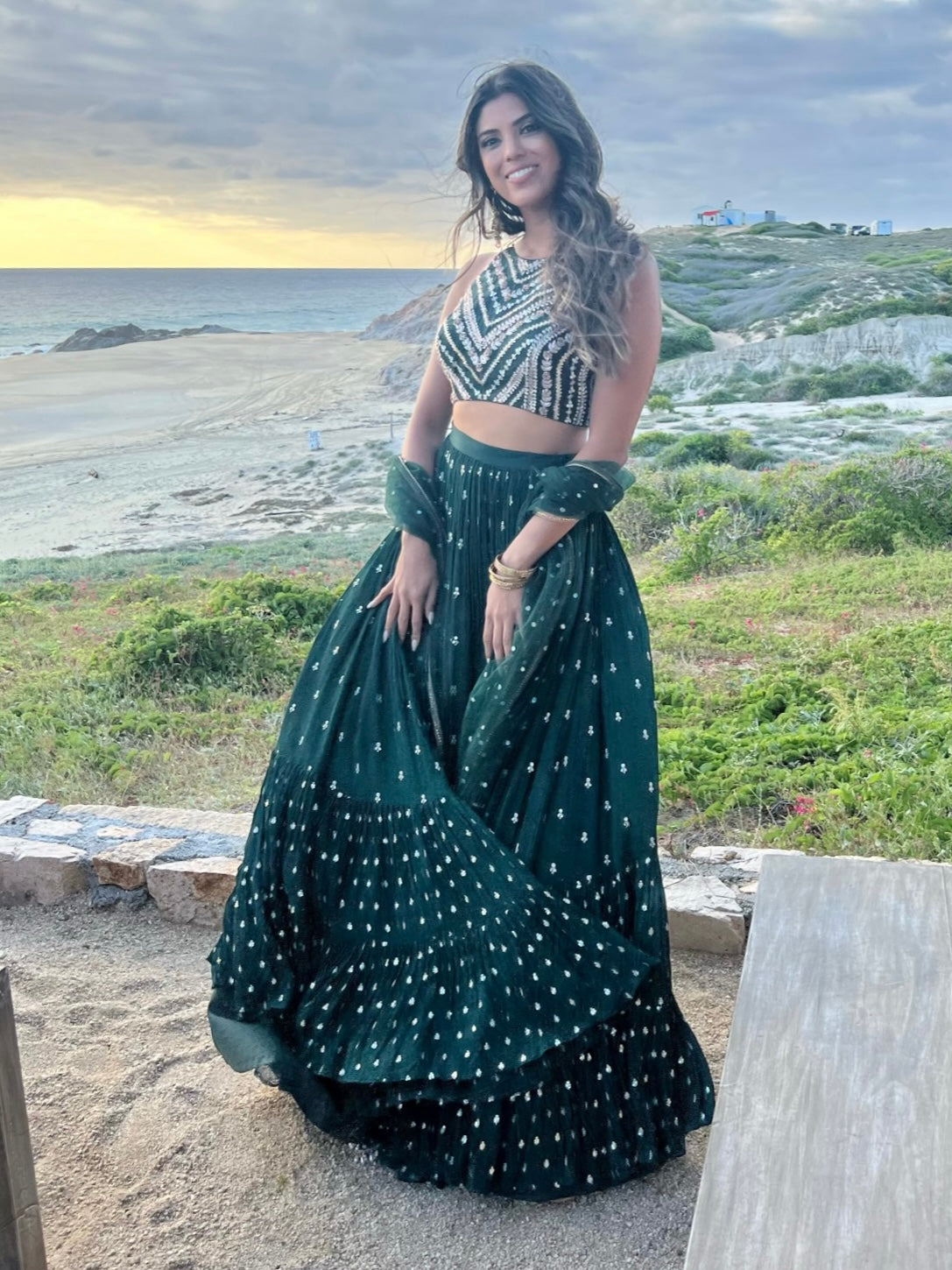 Kaushal in Green Shelby Lehenga – Chamee and Palak official
