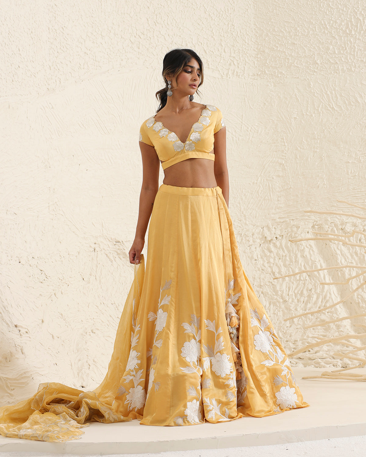 Mango Yellow Lehenga Set by Devnaagri