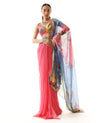 Pink Georgette Printed Sari Set | Mahima Mahajan