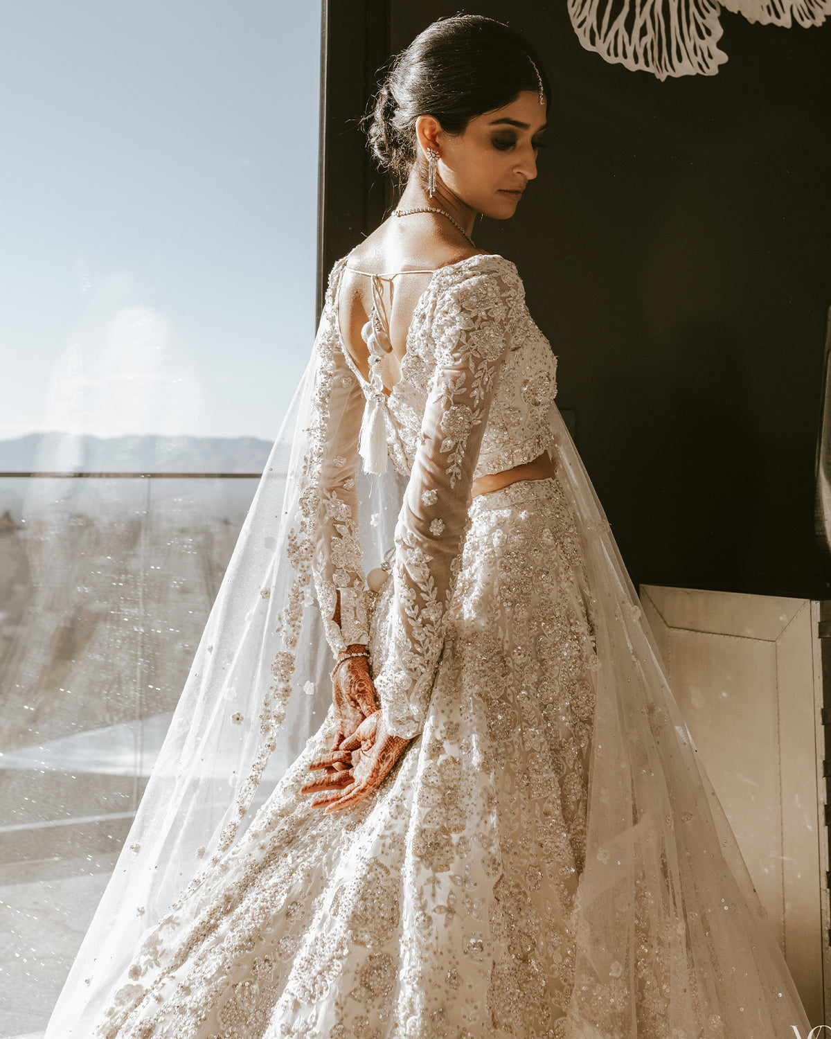 White Floral and Pearl Bridal Lehenga | Seema Gujral – KYNAH