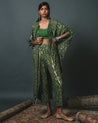 Green Bandhani Cape Set by Sonam Luthria