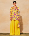 Yellow Georgette Printed Blazer Set | Diya Rajvvir