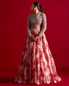 Bow Tie Embroidered Blouse And Blossom Skirt Set by Bhumika Sharma
