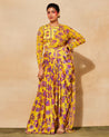 Yellow Printed Skirt Sari Set