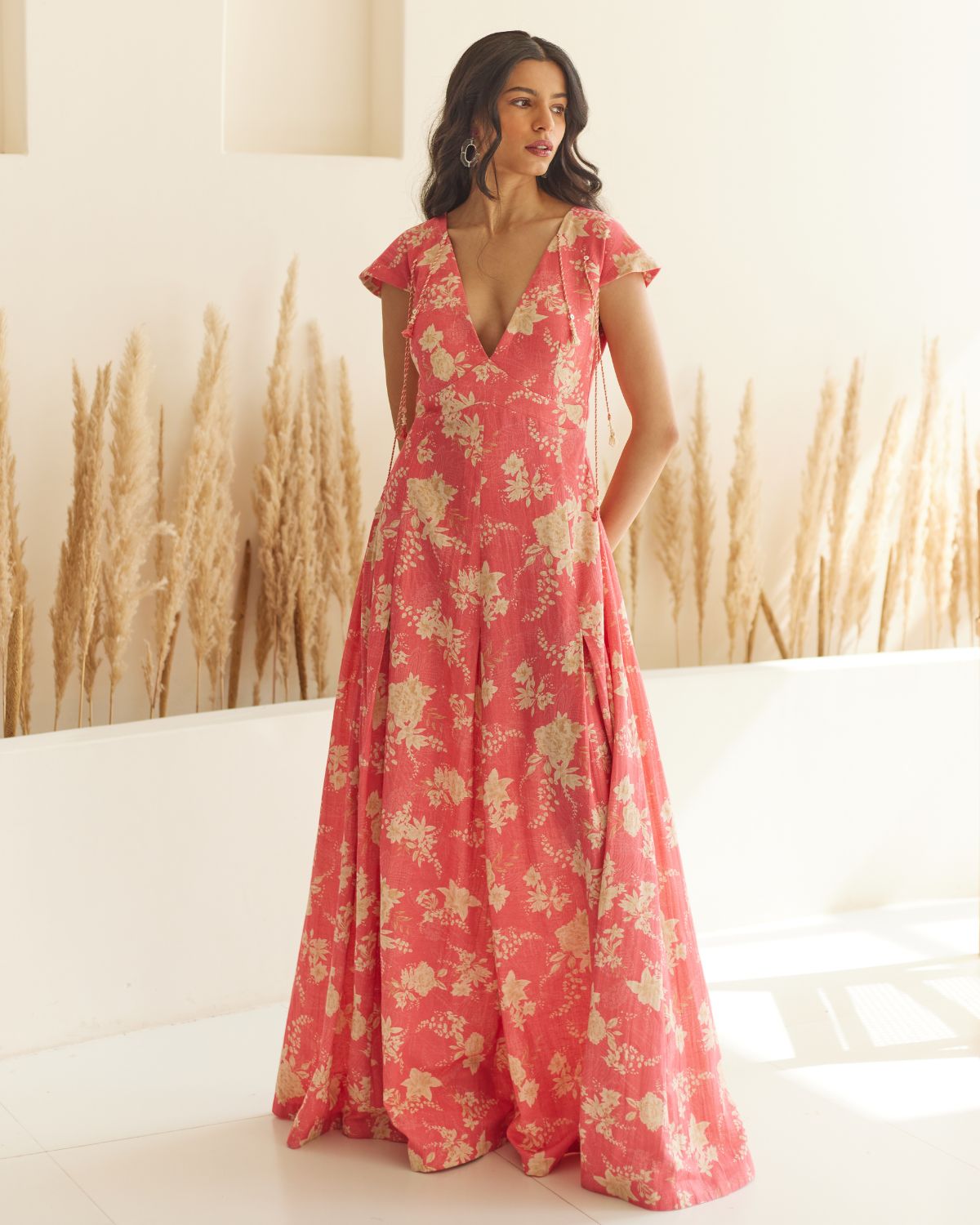 Coral Pink Maxi Dress by Label Anushree