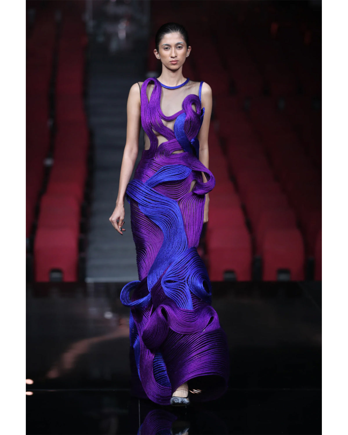 Blue and Purple Hand Moulded Tube Gown | Amit Aggarwal