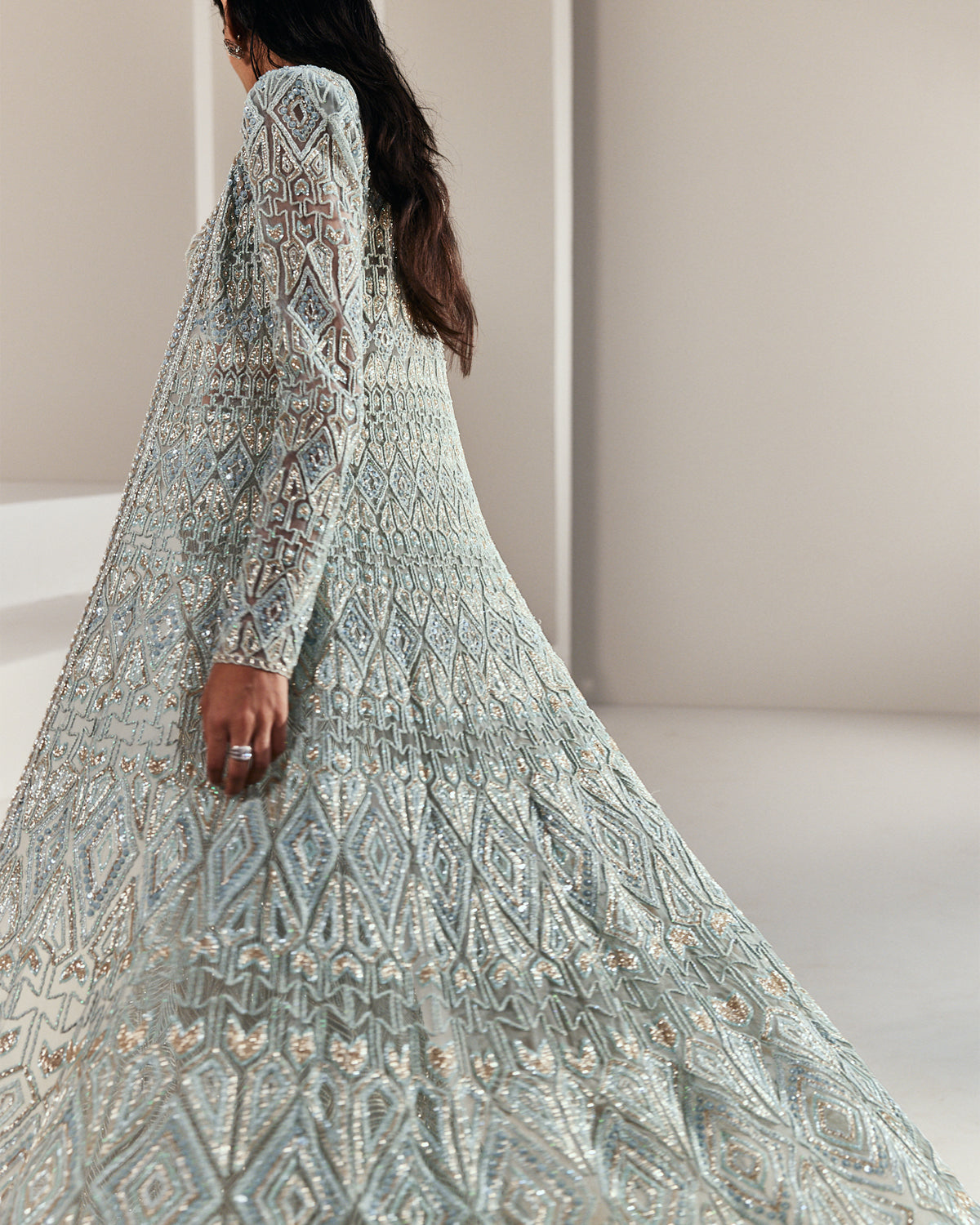 Green Embroidered Jacket and Sharara Set by Ritika Mirchandani at KYNAH